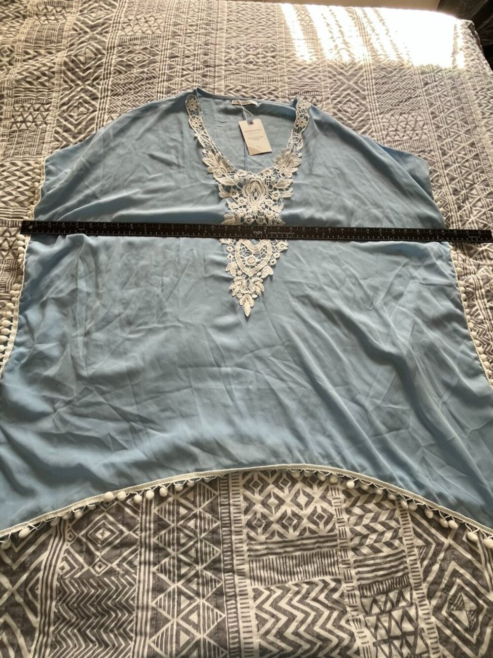NWT Adreamly Baby Blue Cover Up Pom Pom (One Size, NOT PLUS)